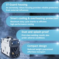 STAHLWERK MIG MAG 200 ST digital gas-shielded arc welder | inverter with 200 A, spot function, synergic wire feed, FLUX and MMA | ARC function