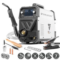 STAHLWERK MIG MAG 200 ST saldatrice ad arco digitale | inverter con 200 A, funzione spot, alimentazione filo sinergica, FLUX e MMA | funzione ARC