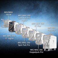 STAHLWERK Schwei&szlig;ger&auml;t MIG MAG 200 ST Digital Schutzgas-Schwei&szlig;ger&auml;t | Inverter mit 200 A, Spot-Funktion, synergischem Drahtvorschub, FLUX und MMA | ARC Funktion