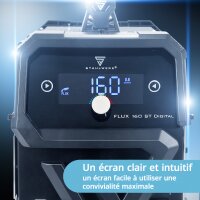 STAHLWERK FLUX 160 ST Digital | Inverseur de fil fourr&eacute; 3 en 1 160 A | Poste &agrave; souder pour FLUX, MMA, Lift-TIG | Avance synergique du fil | Soudage sans gaz de protection | Affichage num&eacute;rique | Utilisation simple
