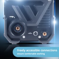 STAHLWERK FLUX 160 ST Digital | 3-i-1 inverter til r&oslash;rtr&aring;d 160 A | Svejsemaskine til FLUX, MMA, Lift-TIG | Synergisk tr&aring;dfremf&oslash;ring | Svejsning uden beskyttelsesgas | Digitalt display | Enkel betjening