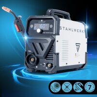 STAHLWERK FLUX 160 ST Digital | 3-in-1 F&uuml;lldraht-Inverter 160 A | Schwei&szlig;ger&auml;t f&uuml;r FLUX, MMA, Lift-TIG | Synergischer Drahtvorschub | Schwei&szlig;en ohne Schutzgas | Digitales Display | Einfache Bedienung
