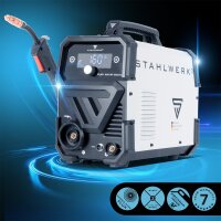 STAHLWERK FLUX 160 ST Digital | 3-i-1 inverter til r&oslash;rtr&aring;d 160 A | Svejsemaskine til FLUX, MMA, Lift-TIG | Synergisk tr&aring;dfremf&oslash;ring | Svejsning uden beskyttelsesgas | Digitalt display | Enkel betjening
