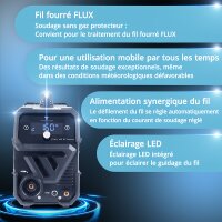 STAHLWERK FLUX 160 ST Digital | Inverseur de fil fourr&eacute; 3 en 1 160 A | Poste &agrave; souder pour FLUX, MMA, Lift-TIG | Avance synergique du fil | Soudage sans gaz de protection | Affichage num&eacute;rique | Utilisation simple