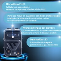 STAHLWERK FLUX 160 ST Digital | Inversor 3-en-1 para hilo tubular 160 A | Soldadora para FLUX, MMA, Lift-TIG | Alimentaci&oacute;n sin&eacute;rgica del hilo | Soldadura sin gas de protecci&oacute;n | Pantalla digital | Manejo sencillo