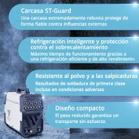 STAHLWERK AC/DC TIG 200 Pulse ST | Soldadora TIG con 200 amperios | Inversor combinado AC/DC TIG y MMA/E-Hand | Modo 2T / 4T | Adecuada para chapas finas | Modo AC para aluminio | Hotstart y anti-stick