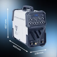 STAHLWERK AC/DC WIG 200 Puls ST | WIG-Schwei&szlig;ger&auml;t mit 200 Ampere | AC/DC WIG und MMA/E-Hand Kombi-Inverter | 2T / 4T-Modus | D&uuml;nnblech geeignet | AC-Modus f&uuml;r Aluminium | Hotstart und Anti-Stick