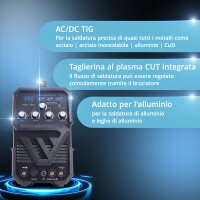 Saldatrice STAHLWERK AC/DC TIG 200 CUT ST - Saldatrice combinata TIG MMA 200 A con taglierina al plasma 45 A CUT, adatta per ALU