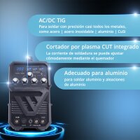 Soldadora STAHLWERK AC/DC TIG 200 CUT ST - Soldadora Combi 200 A TIG MMA con cortadora de plasma 45 A CUT, apta para ALU