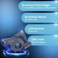 STAHLWERK mini-accubladblazer MAG-20 ST | 20 volt accubladblazer met 2Ah | Draagbare universele blazer voor tuin- en straatreiniging | Bladblazer zonder koolborstels | Compacte blazer 98 m/s | 0 - 18.000 tpm