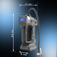 STAHLWERK accu-luchtcompressor ADK-20 ST|72 watt vermogen en 2 Ah accu | minicompressor voor het oppompen van banden, ballen | elektrische luchtpomp met digitale display en licht | luchtcompressor