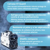 STAHLWERK FLUX 160 ST Digital | Lift TIG starter set | 3 en 1 inversor de hilo tubular 160 A | WP-17V Antorcha universal Lift TIG | Unidad de soldadura combinada para FLUX, MMA, Lift TIG | Soldadura sin gas de protecci&oacute;n