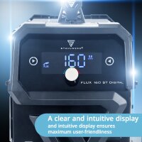 STAHLWERK FLUX 160 ST Digital | Invertor 3 v 1 pro tavné dráty 160 A | Startovací sada Lift TIG | Univerzální Lift-Tig hořák WP-17V | Kombinovaná svářecí jednotka pro FLUX, MMA, Lift-TIG | Svařování bez ochranného plynu