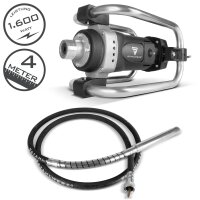 STAHLWERK BR-1600 ST Compacteur à béton | 1.600 watts avec 19.000 tr/min | Bouteille vibrante Ø 45 mm | Kit de tuyaux de 400 cm | Vibrateur à béton puissant | Tuyau vibrant pour murs, plafonds, fondations