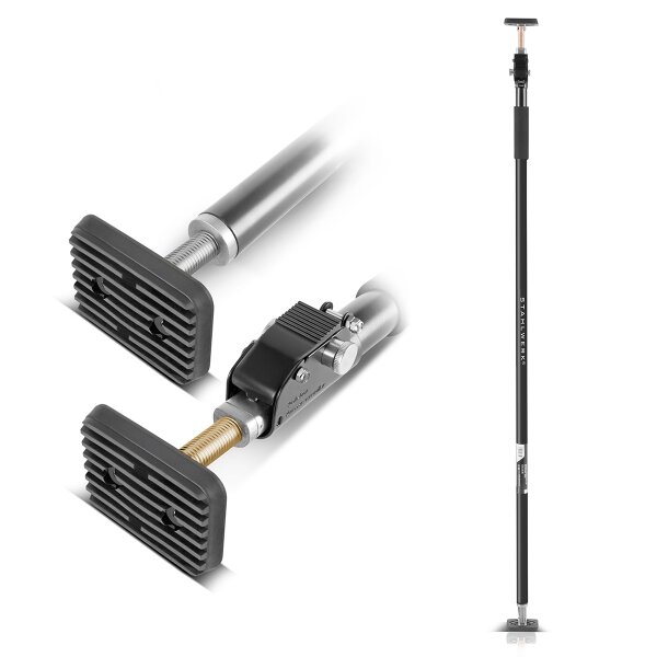 STAHLWERK Montagestütze | 60 kg Tragkraft | Leicht ausziehbare Baustütze 160–290 cm | Trockenbaustütze und praktische Montagehilfe | Für präzises Positionieren und Stützen beim Innenausbau