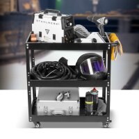 STAHLWERK Werkzeugwagen ST-730 Werkstattwagen | Rollwagen | Transportwagen | Montagewagen | Plattformwagen | Etagenwagen mit 3 Ladeflächen