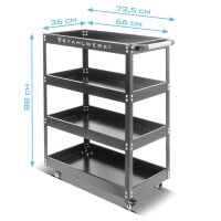 STAHLWERK Werkzeugwagen ST-875 Werkstattwagen | Rollwagen | Transportwagen | Montagewagen | Plattformwagen | Etagenwagen mit 4 Ladeflächen
