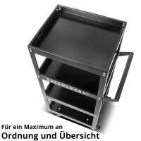 STAHLWERK-työkaluvaunu ST-1100 Työpajavaunu | Teräslevystä valmistettu rullaava vaunu | Työkalujen kuljetusvaunu | Hyllyvaunu, jossa on 4 hyllyä | Kokoonpanovaunu | Lavavaunu | Lavavaunu