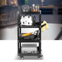 STAHLWERK-työkaluvaunu ST-1100 Työpajavaunu | Teräslevystä valmistettu rullaava vaunu | Työkalujen kuljetusvaunu | Hyllyvaunu, jossa on 4 hyllyä | Kokoonpanovaunu | Lavavaunu | Lavavaunu