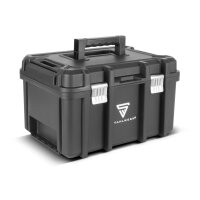 STAHLWERK Toolbox Set | Mobile tool trolley and organizer with telescopic handle | Flexible modular system with assortment boxes | 3 stackable toolboxes | Toolboxes with small parts organizer