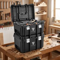 STAHLWERK Toolbox Set | 3 stackable toolboxes | Mobile tool trolley with rolling board | Flexible modular system with assortment boxes | Mobile toolboxes with small parts organizers