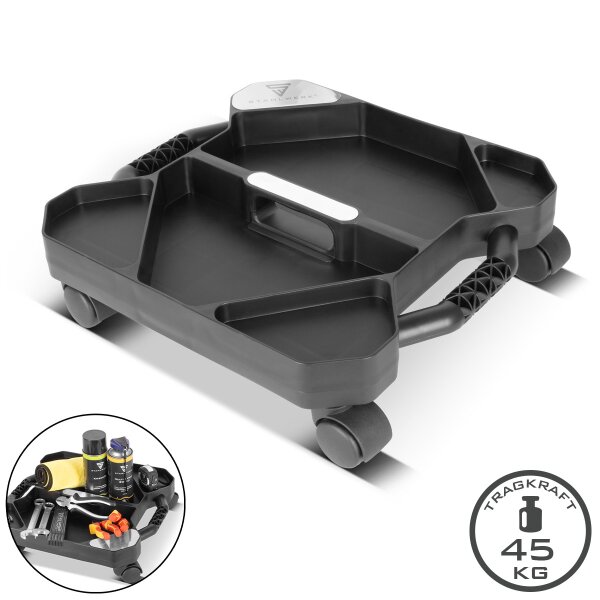 STAHLWERK werkplaatscaddy RTC-100 ST | Verrijdbare gereedschapskoffer | Kleine werkplaatswagen met 5 vakken | Trolley | Montagehulp | Compacte gereedschapskoffer op wielen | Draagvermogen 45 kg