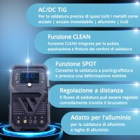 STAHLWERK AC/DC TIG 200 ST Saldatrice digitale | Saldatrice combinata 3 in 1 | Funzione spot | Funzione clean integrata | Inverter TIG/MMA compatibile con alluminio con 200 A | Telecomando | Pannello di controllo digitale