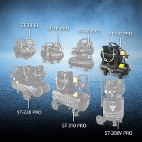 STAHLWERK ST-110 Pro compressore con 8 bar | 1,97 hp | 1,45 kW | 250 l/min | serbatoio da 10 l compressore daria oil-free | compressore a pistoni | compressore silenzioso | compressore whisper con motori brushless