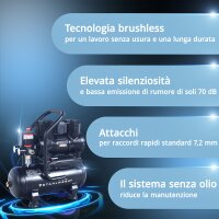 STAHLWERK ST-110 Pro compressore con 8 bar | 1,97 hp | 1,45 kW | 250 l/min | serbatoio da 10 l compressore daria oil-free | compressore a pistoni | compressore silenzioso | compressore whisper con motori brushless