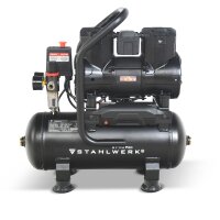 STAHLWERK Kompressor ST-110 Pro mit 8 bar | 1,97 PS | 1,45 kW | 250 l/min | 10 l Tank ölfreier Druckluft-Kompressor | Kolben-Kompressor | Silent-Kompressor | Flüster-Kompressor mit Brushless-Motoren
