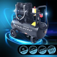 STAHLWERK ST-310 Pro kompressor med 8 bar | 1,97 hk | 1,45 kW | 250 l/min | 30 L tank oljefri luftkompressor | kolvkompressor | tyst kompressor | viskande kompressor med borstlösa motorer