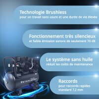 Compresseur STAHLWERK ST-510 Pro avec 10 bar | 3,94 CV | 2,9 kW | 500 l/min | Réservoir 50 L Compresseur dair sans huile | Compresseur à piston | Compresseur silencieux | Compresseur silencieux avec moteurs Brushless