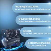 STAHLWERK ST-510 Pro compressore da 10 bar | 3,94 CV | 2,9 kW | 500 l/min | serbatoio da 50 L compressore daria oil-free | compressore a pistoni | compressore silenzioso | compressore whisper con motori brushless
