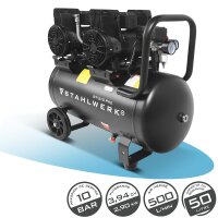 STAHLWERK Compresor ST-510 Pro con 10 bar | 3,94 CV | 2,9 kW | 500 l/min | Depósito de 50 L compresor de aire exento de aceite | compresor de pistón | compresor silencioso | compresor whisper con motores sin escobillas