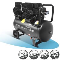 STAHLWERK Compresor ST-510 Pro con 10 bar | 3,94 CV | 2,9 kW | 500 l/min | Depósito de 50 L compresor de aire exento de aceite | compresor de pistón | compresor silencioso | compresor whisper con motores sin escobillas