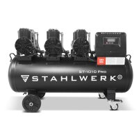 STAHLWERK ST-1010 Pro kompressor med 10 bar | 5,91 hk | 4,35 kW | 750 l/min | 120 L tank oliefri luftkompressor | stempelkompressor | lydløs kompressor | hviskende kompressor med børsteløse motorer