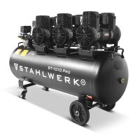 STAHLWERK ST-1010 Pro kompressor med 10 bar | 5,91 hk | 4,35 kW | 750 l/min | 120 L tank oliefri luftkompressor | stempelkompressor | lydløs kompressor | hviskende kompressor med børsteløse motorer