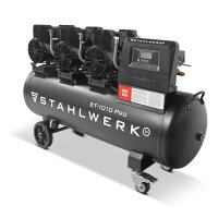 STAHLWERK ST-1010 Pro kompressor med 10 bar | 5,91 hk | 4,35 kW | 750 l/min | 120 L tank oliefri luftkompressor | stempelkompressor | lydløs kompressor | hviskende kompressor med børsteløse motorer