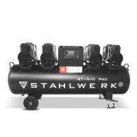 STAHLWERK ST-1510 Pro kompressor med 10 bar | 7,89 hk | 5,80 kW | 1000 l/min | 150 L tank oliefri luftkompressor | stempelkompressor | lydløs kompressor | hviskende kompressor med børsteløse motorer