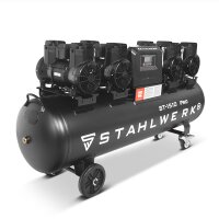 STAHLWERK ST-1510 Pro kompressor med 10 bar | 7,89 hk | 5,80 kW | 1000 l/min | 150 L tank oliefri luftkompressor | stempelkompressor | lydløs kompressor | hviskende kompressor med børsteløse motorer