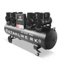 STAHLWERK ST-1510 Pro kompressor med 10 bar | 7,89 hk | 5,80 kW | 1000 l/min | 150 L tank oliefri luftkompressor | stempelkompressor | lydløs kompressor | hviskende kompressor med børsteløse motorer