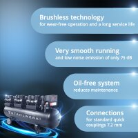 STAHLWERK ST-2810 Pro kompressor med 10 bar | 11,83 hk | 8,70 kW | 1500 l/min | 280 L tank oliefri luftkompressor | stempelkompressor | lydløs kompressor | hviskende kompressor med børsteløse motorer