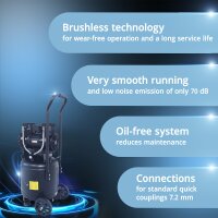 STAHLWERK ST-308V Pro kompressor med 8 bar | 1,97 hk | 1,45 kW | 250 l/min | 30 L tank | Kompakt luftkompressor | Stempelkompressor | Lydsvag kompressor | Hviskende kompressor med børsteløs motor