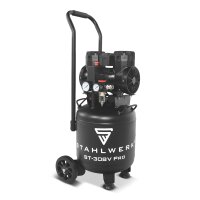 STAHLWERK ST-308V Pro kompressor med 8 bar | 1,97 hk | 1,45 kW | 250 l/min | 30 L tank | Kompakt luftkompressor | Stempelkompressor | Lydsvag kompressor | Hviskende kompressor med børsteløs motor