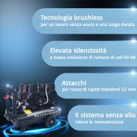 STAHLWERK ST-228 Pro compressore con 8 bar | 3,54 hp | 2,6 kW | 410 l/min | 22 L serbatoio compressore daria oil-free | compressore a pistoni | compressore silenzioso | compressore whisper con motori brushless