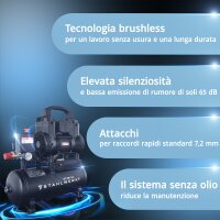 STAHLWERK ST-98 Pro compressore con 8 bar | 1,22 hp | 0,90 kW | 170 l/min | 9 L serbatoio compressore daria oil-free | compressore a pistoni | compressore silenzioso | compressore whisper con motori brushless