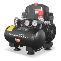 STAHLWERK Kompressor ST-38 BL mit 8 bar | 1,22 PS | 0,90 kW | 170 l/min | 3 L Tank &ouml;lfreier Druckluft-Kompressor | Kolben-Kompressor | Silent-Kompressor | Fl&uuml;ster-Kompressor mit Brushless-Motoren