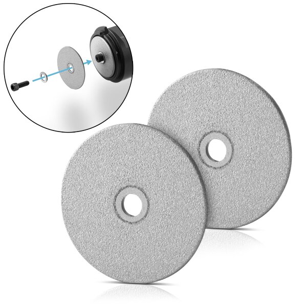 STAHLWERK set med 2 diamantslipskivor för volframslip WS-28 ST och ATG-20 ST med 36,8 mm diameter för volframslip och elektrodslip med 5 mm verktygshållare