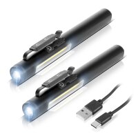 STAHLWERK LED-Arbeitsleuchte 2er - Leistungsstarke Stablampe mit COB-Flashlight | Werkstattlampe mit Magnethalterung | USB-C Anschluss | 600mAH Akku | Schnell aufladbar