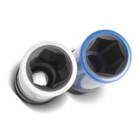 STAHLWERK Kit de démontage et de nettoyage de moyeux de roue | 16 pièces | 4 douilles dalésage | 5 douilles de cisaillement | entraînement 1/2" | 17-22 mm | 2 brosses boisseau 65/75 mm avec adaptateur M14 x 2 | rallonge | perforation 12 mm